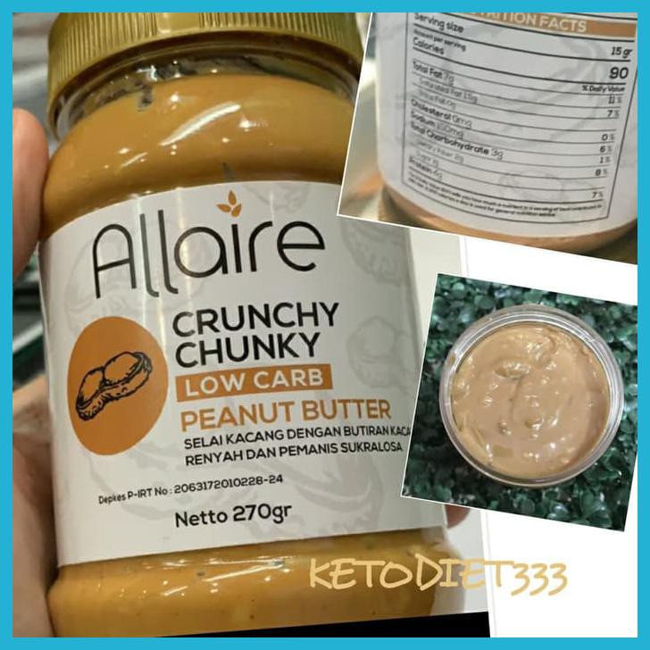 

KETOBETIC CRUNCHY CHUNKY PEANUT BUTTER SELAI KACANG UNTUK DIET KETO