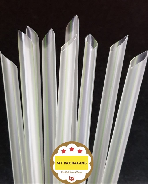 Sedotan Mini Bubble 8mm 18cm / Pop ice / Juice isi 200pcs - Bening Salur