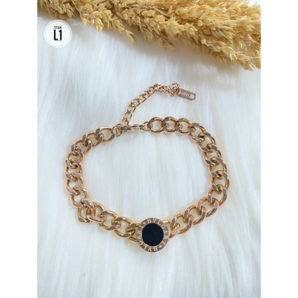 Gelang Rantai Besar Retro Plat Hitam Titanium N24112105