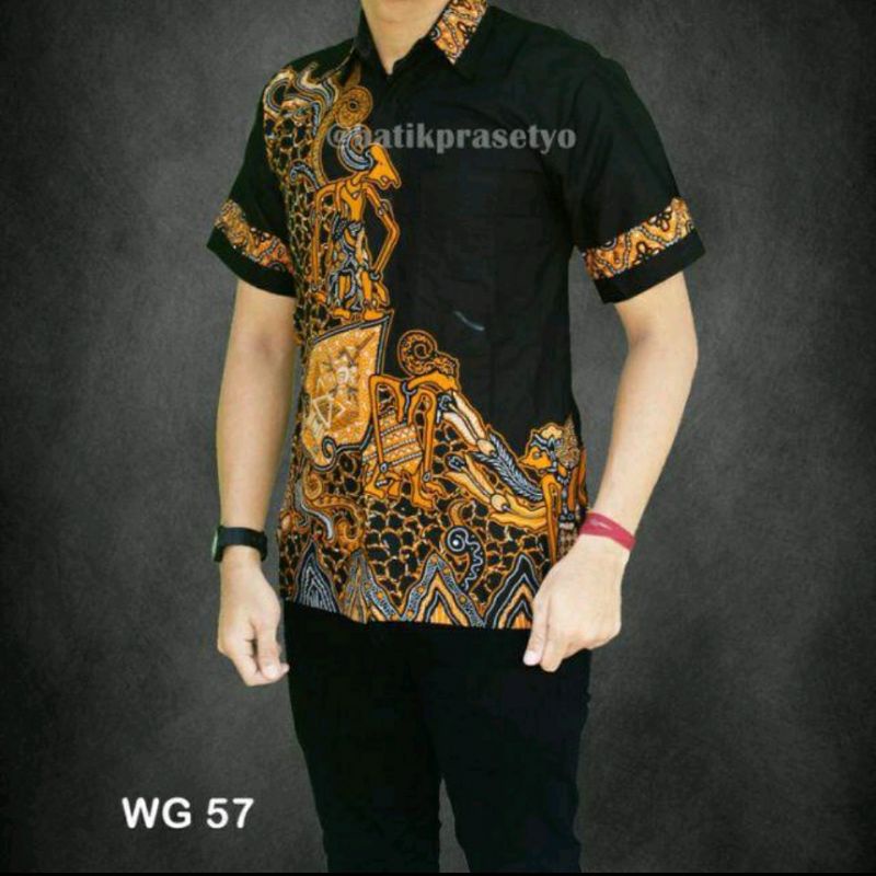 New Arrival Kemeja batik pria baju batik wayang hem batik wayang lengan pendek