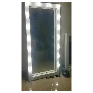 Full Body Standing Vanity Mirror Cermin Lampu  LED Kaca 