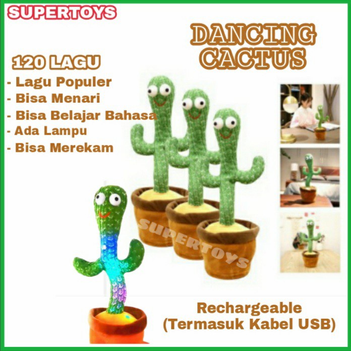 Mainan Dancing Cactus Talking Cactus Goyang Kaktus Bernyanyi Berbicara