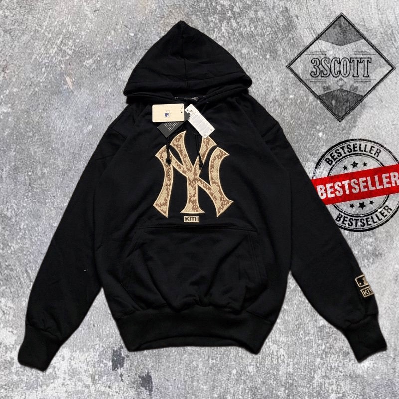 SWEATER HOODIE MLB YANKEES NY YN - BILIK HITAM FULLTAG MIRROR LIKE ORIGINAL JAKET PREMIUM