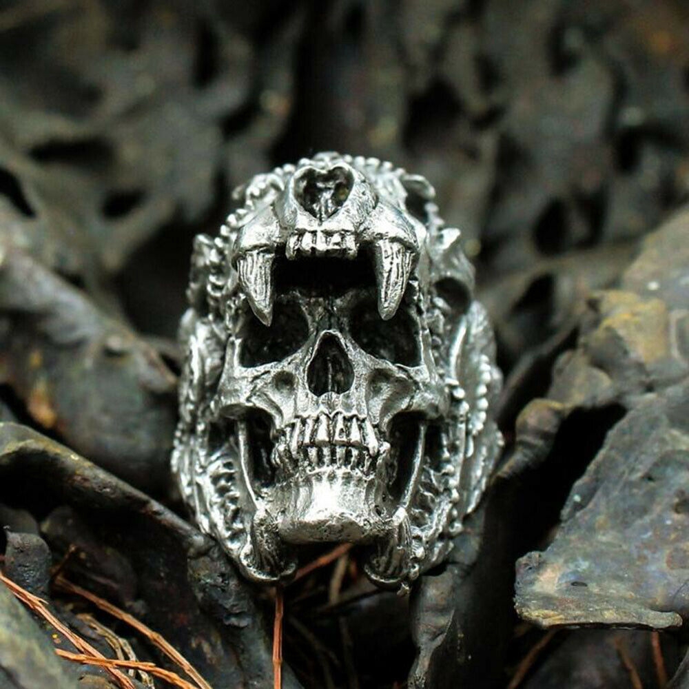 Gotik Satwa Tengkorak Baja Titanium Pria Perhiasan Fashion Punk Skull Cincin Rings