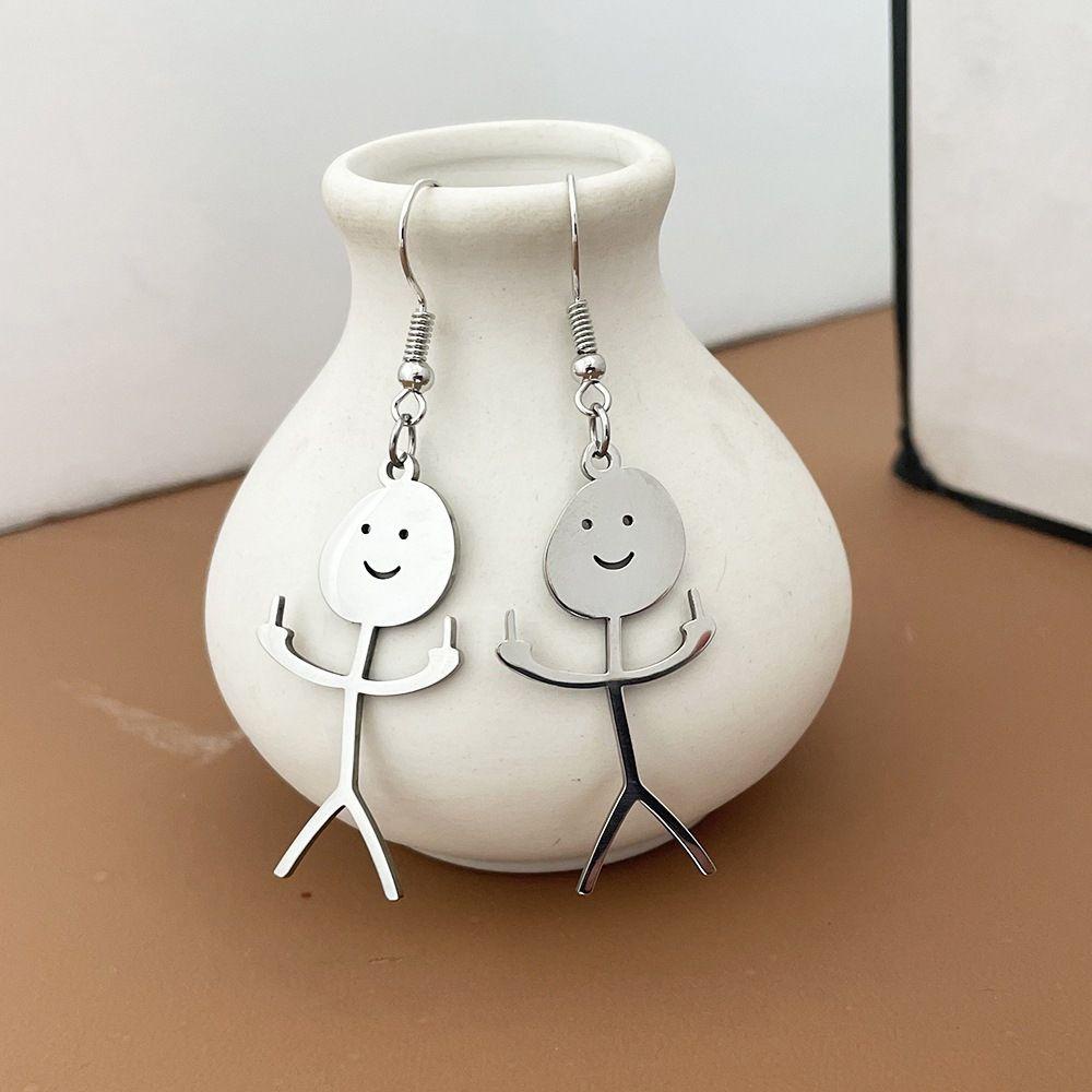 Needway Wanita Drop Earrings Modis Lucu Doodle Kepribadian Logam Stud Earrings