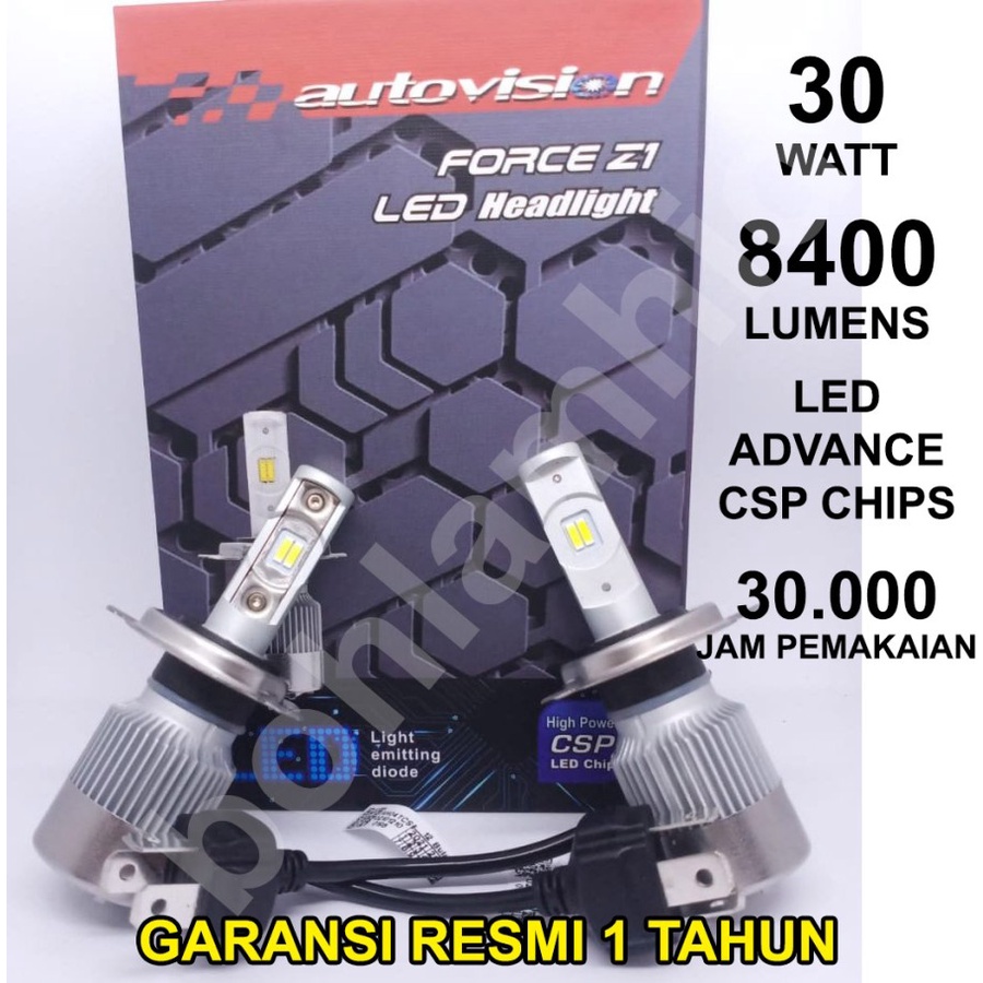 Lampu Mobil LED H4 Autovision Force Z1 Hi/Lo Putih 6000K 30W 8400Lumen