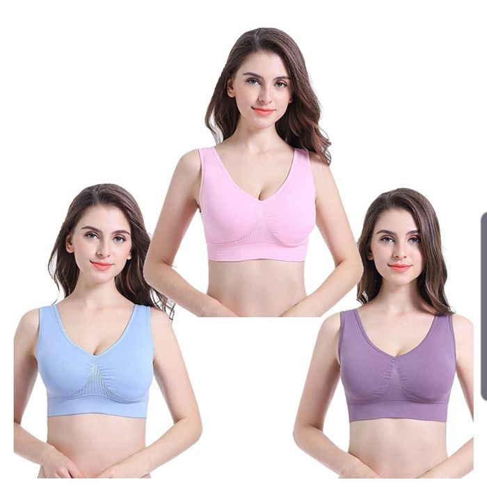 [COD] 3PCs Genie Bra Pastel | Bra Jepang Berkualitas Lembut Halus Dan Nyaman Tanpa Kawat Original