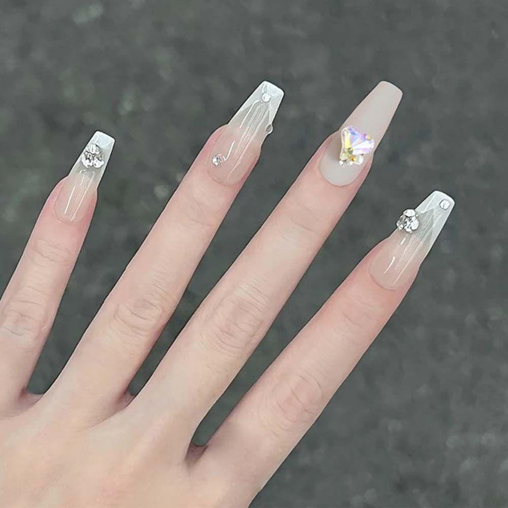 Mxbeauty Jantung Bengkok Kuku Berlian Imitasi Mewah DIY 3D Pesona Kuku Manikur Nail Art Ornamen Menunjuk Bawah Zirkon Kuku Bor