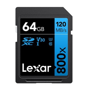 Lexar High-Performance 800x 64GB SDHC/SDXC UHS-I U3, V30, RW up to 120