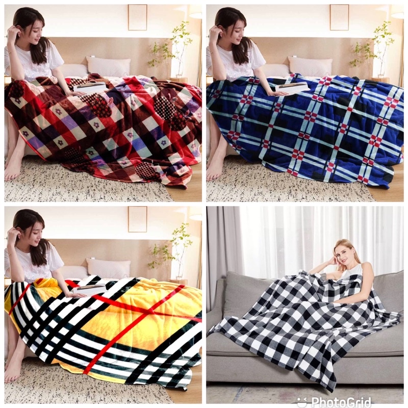Paket Hemat 4pcs Selimut Flannel Uk 140x180 Kotak2