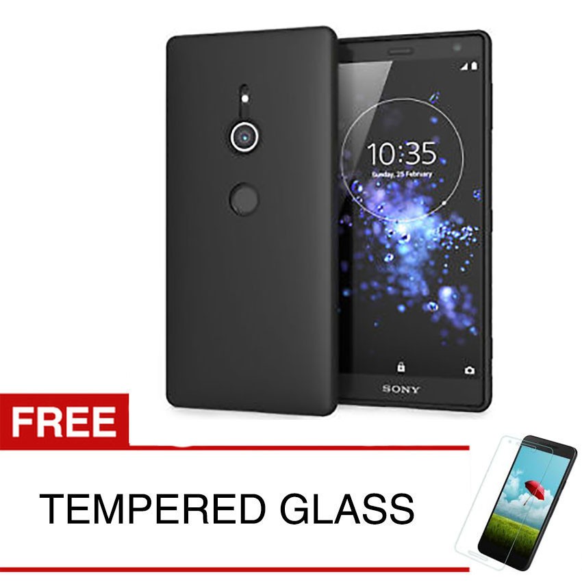 Case for Sony Xperia XZ2 - 5.7 inch - Slim Soft Case - Hitam Solid + Gratis Tempered Glass