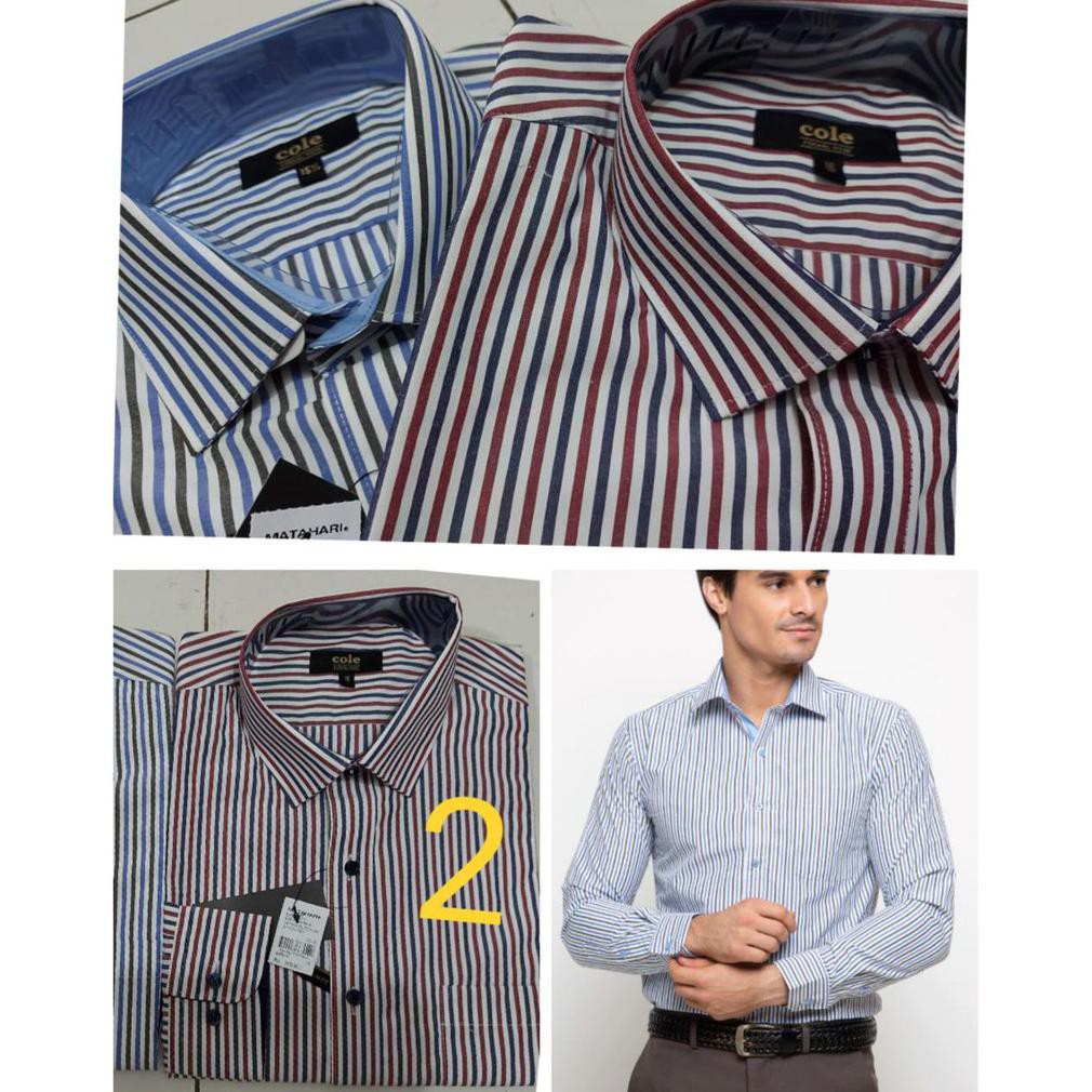 [[BISA COD]] 15/15.5/16/16,5/17/17.5-SLIMFIT-Kemeja FORMAL Pria/COLE/GARIS GARIS TERJAMIN Kode 1375