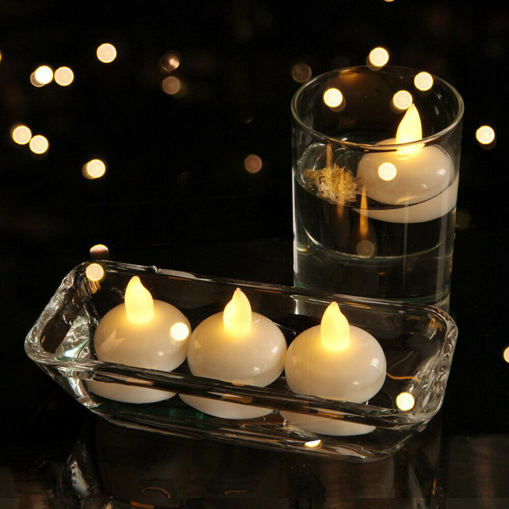 Kreatif LED Lilin Mengambang Cahaya/Lilin Palsu Cahaya Rumah Pesta Ulang Tahun Pernikahan Lampu Natal Dekorasi Pencahayaan/Kuning Hangat Kedip Bertenaga Baterai Lampu Teh LED