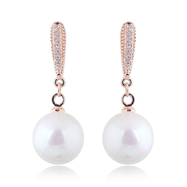 LRC Anting Tusuk Simple Color Pearl&amp;diamond Decorated A56556