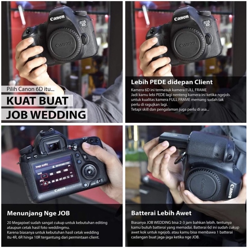 kamera canon 6d wifi body only fullframe mulus fulset box+Garansi toko+memory+tas baru