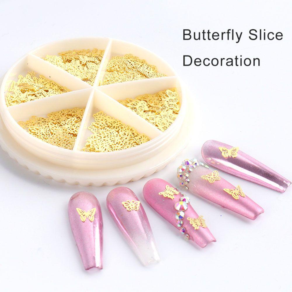 R-flower Nail Art Dekorasi Logam Decals Glitter Studs 3D