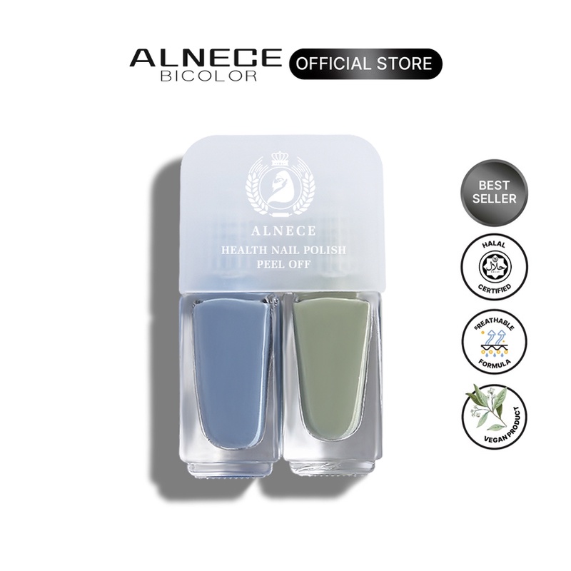 ALNECE 2IN1 KUTEK HALAL PEEL OFF KUTEKS 2 TONE KUTEK KOREA kutek halal muslimah Gel Nail polish 10ml
