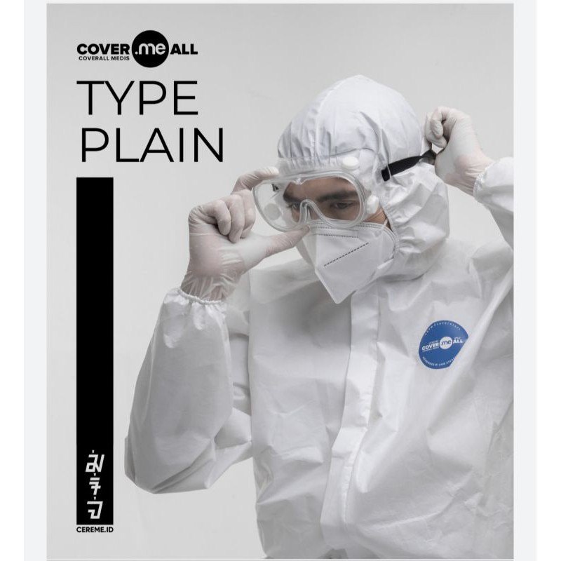 baju APD hazmat coverall microporus 75gsm + long shoes cover