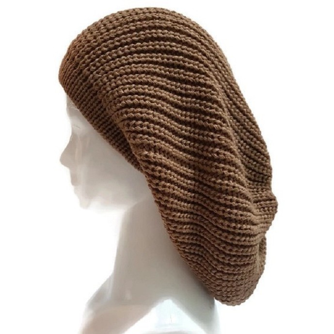 Topi Kupluk beanie rajut besar reggae gimbal Bea-RHASTA