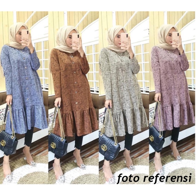 Berlina Tunik Kaos Import Jumbo Xxl Rib Kancing Melar Polos Rempel Muslimah Murah Grosir Sale Shopee Indonesia