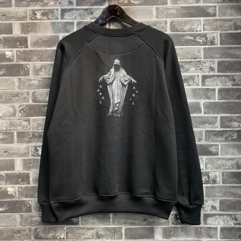 Sweater Pria Distro Japan Crewneck Hitam Sablon Suiter Cowok Jumbo Switer Krunek Oversize Bigsize