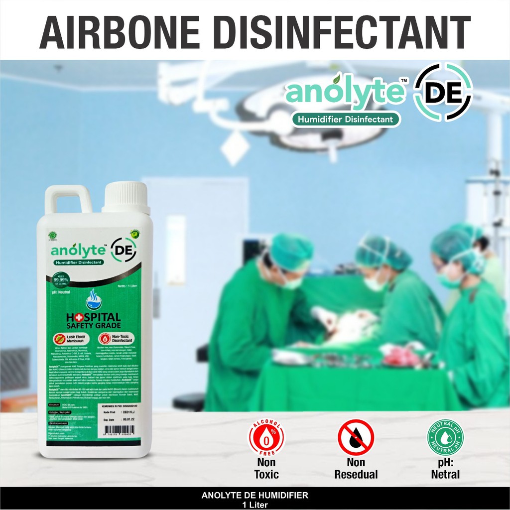 Air Disinfectant Anolyte DE 1 liter Cairan Humidifier HOCI Air Sanitizer Aman di Pernafasan