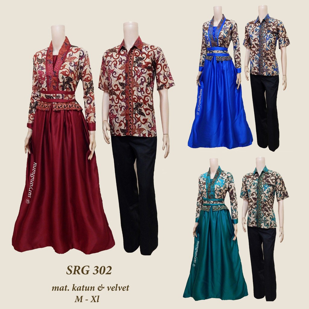 BAJU BATIK COUPLE MODEL GAMIS KATUN TERBARU SRG 302