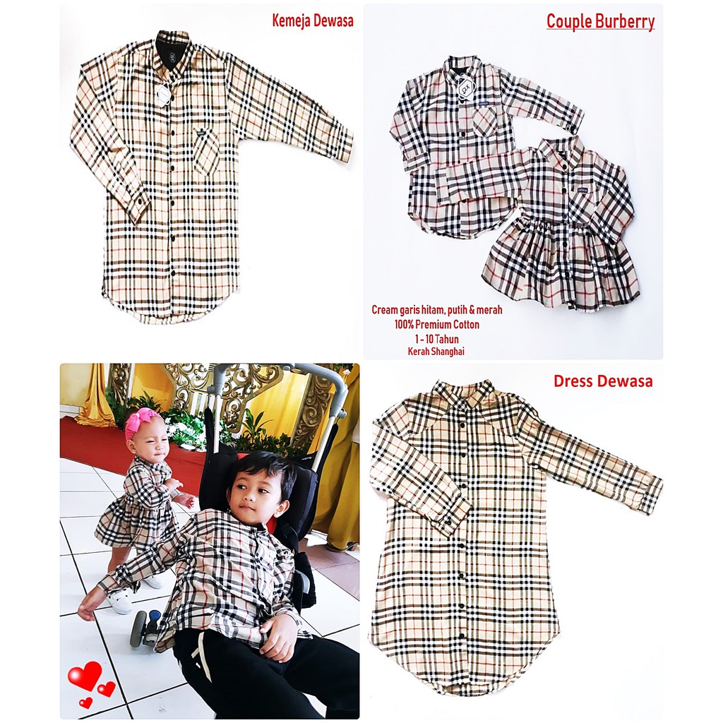 Kemeja &amp; Dress Burbery Anak Harga Satuan Bisa Couple