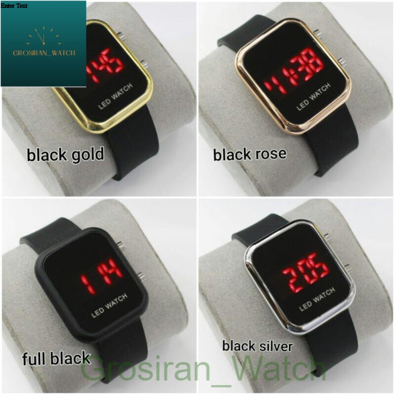 JAM TANGAN WANITA KEKINIAN LED SQUARE WATCH DIGITAL STRAP RUBBER LD-16 [G_W]