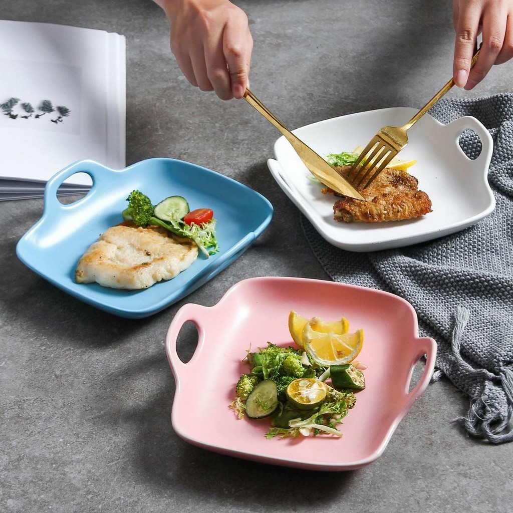 PIRING SAJI KERAMIK IMPOR PERSEGI EMPAT/PIRING PETAK KERAMIK/PLATE