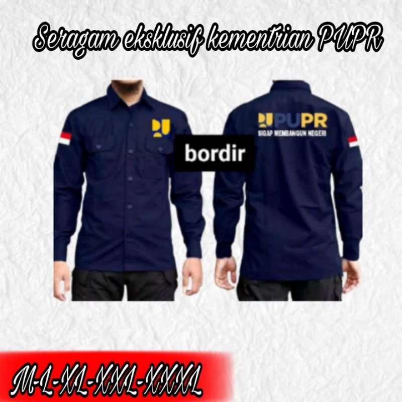 seragam eksklusif kementrian pupr/kemeja eksklusif kementrian pupr/baju kementrian pupr/Full bordir 