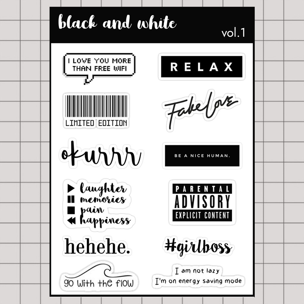 

Stiker Tumblr HP aesthetic / Stiker Laptop custom / stiker HP / Stiker Kpop | BLACK AND WHITE VOL.1