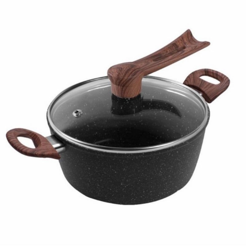 Idealife IL-20CR Panci Casserole Masak Tutup Kaca 20cm Rebus Kuah Air Induksi Spatula