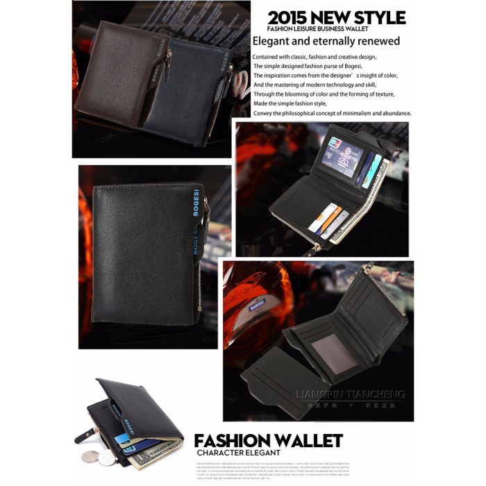 Bogesi Dompet Kulit Pria Short Paragraph Leather Wallet - BOGESI836 - Hitam