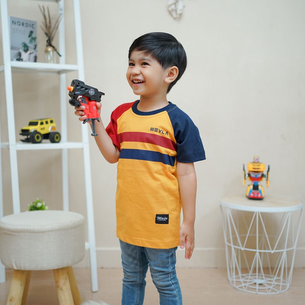 Kaos Anak Laki - laki Premium Original Branded | Mevla Kids - Karachi Raglan