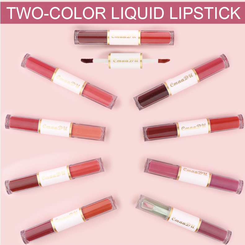 BPOM CMAADU Double Lipstik 2 in 1 Matte Liquid Waterproof Long Lasting Lipstick XX076