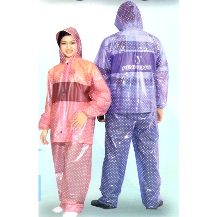 Jas Hujan Penguin Jaket Celana Polkadot FOXY