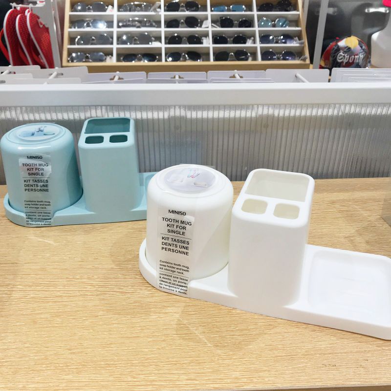 ( PROMO MINISO ) Tooth Mug Kit For Single / toothbrush holder miniso / tempat sikat gigi miniso