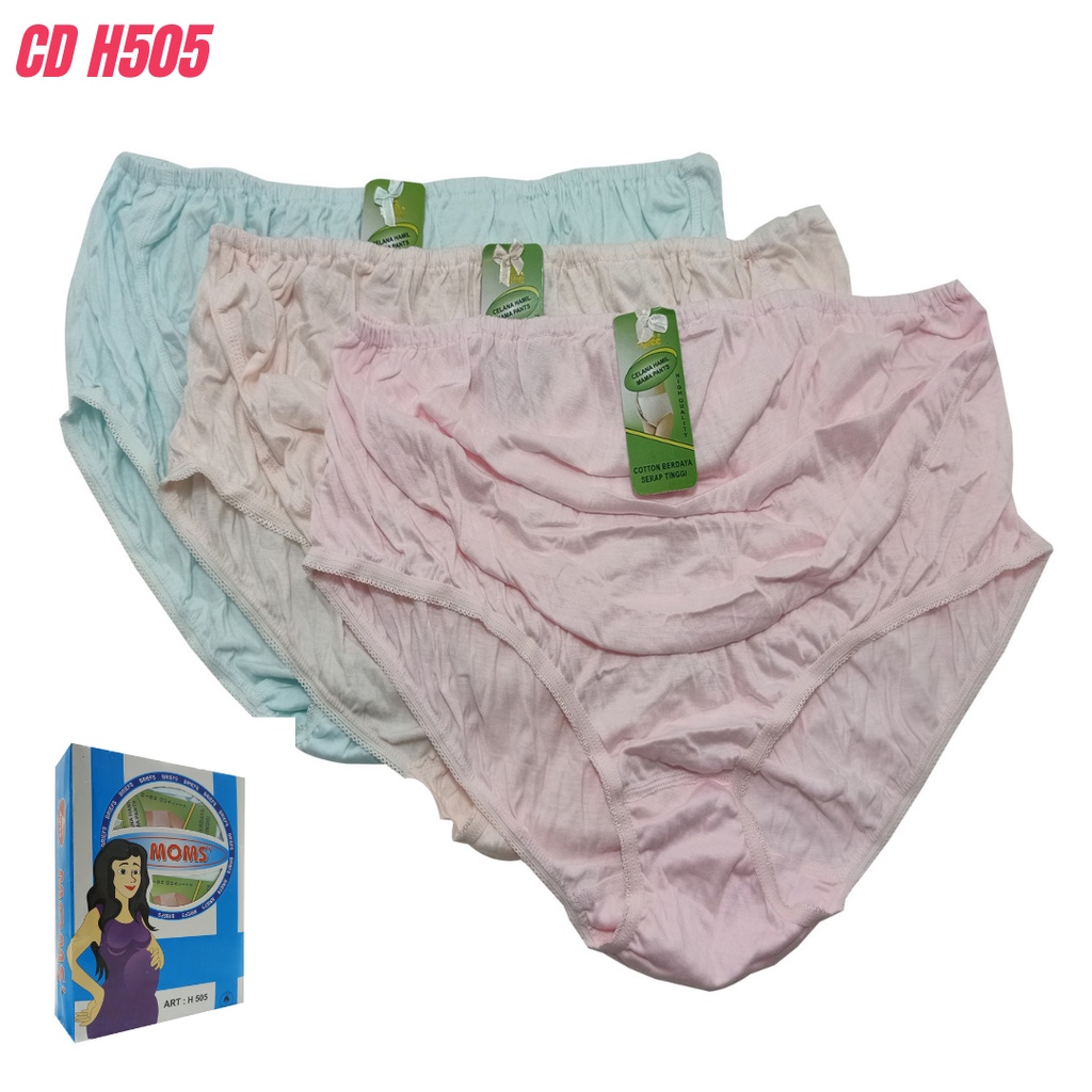 Moms Briefs - 3 Pcs Celana Dalam Ibu Hamil H 505 Bisa Sampai 9 Bulan ( Ada Karet Pengatur ) 100% Kat