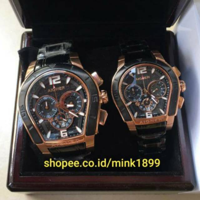 JAM TANGAN COUPLE AIGNER A58500 CHRONOGRAPH GRADE SUPER PREMIUM