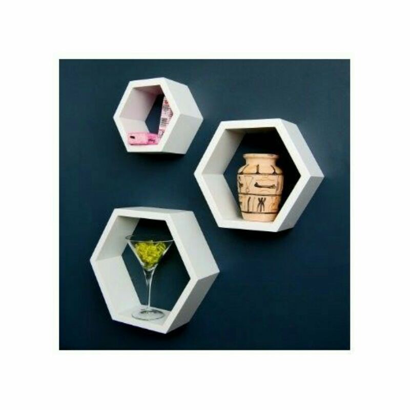 SET RAK HEXAGONAL 6 RAK DINDING HEXAGONAL SARANG LEBAH HIASAN DINDING RUMAH SUPER QUALITY