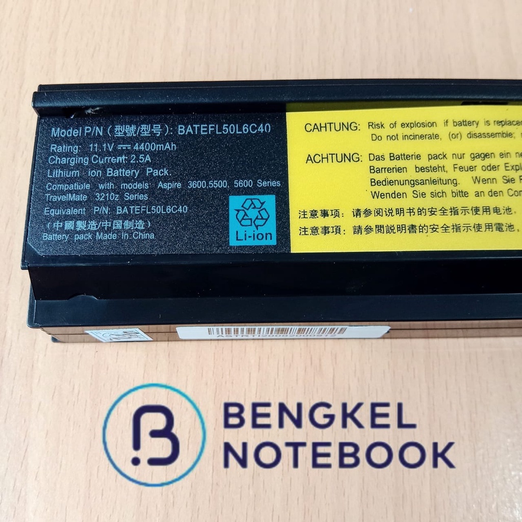 Baterai Acer Aspire 5570 BATEFL50L6C40 BATEFL50L6C48 BATEFL50L9C72 LIP6220QUPC LIP6220QUPC SY6 3UR18650Y-2-QC261 3UR18650F-3-QC262 ACER Aspire 3600 3680 5050 5500 5570 5580 ACER TravelMate 2400 3210 3270 5500