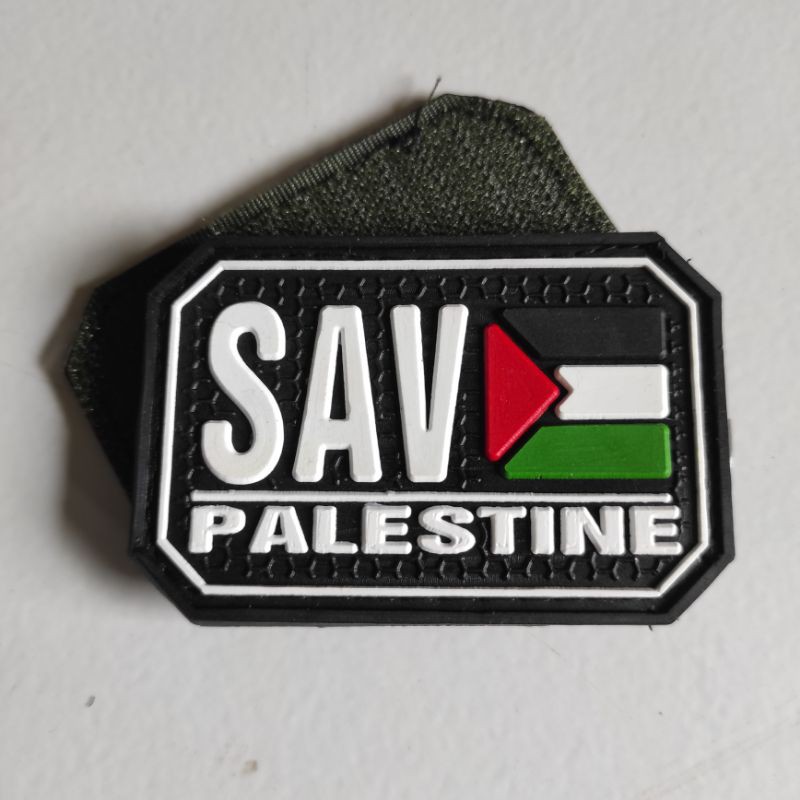 PATCH RUBBER LOGO SAVE PALESTINE/TEMPELAN EMBLEM KARET VELCRO PALESTINA