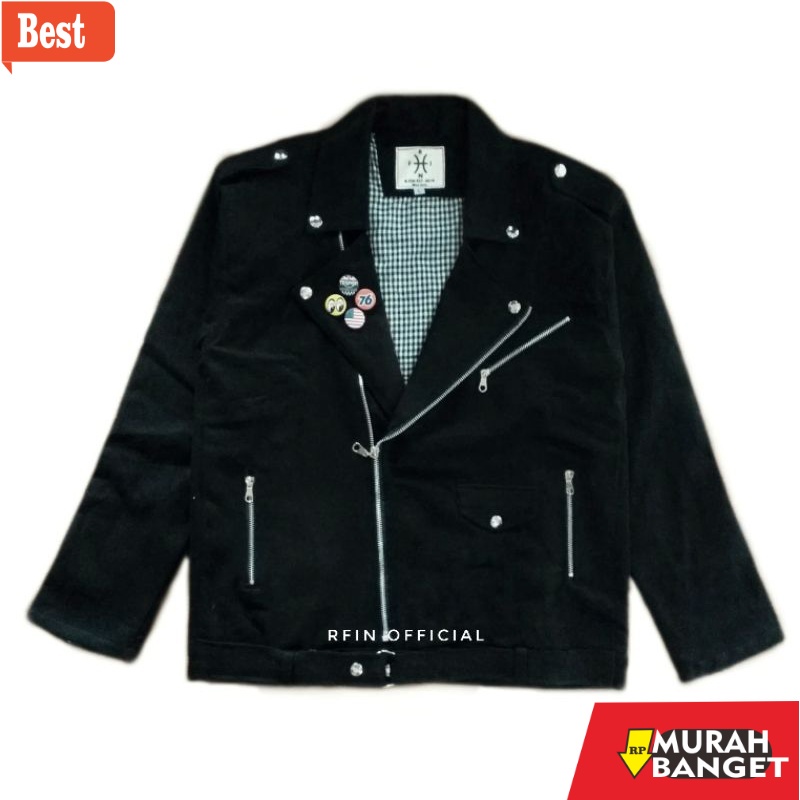 Denim kualitas terbaik- JAKET PRIA ROCK N' ROLL / DOUBLE KERAH / BLACK COLLAR