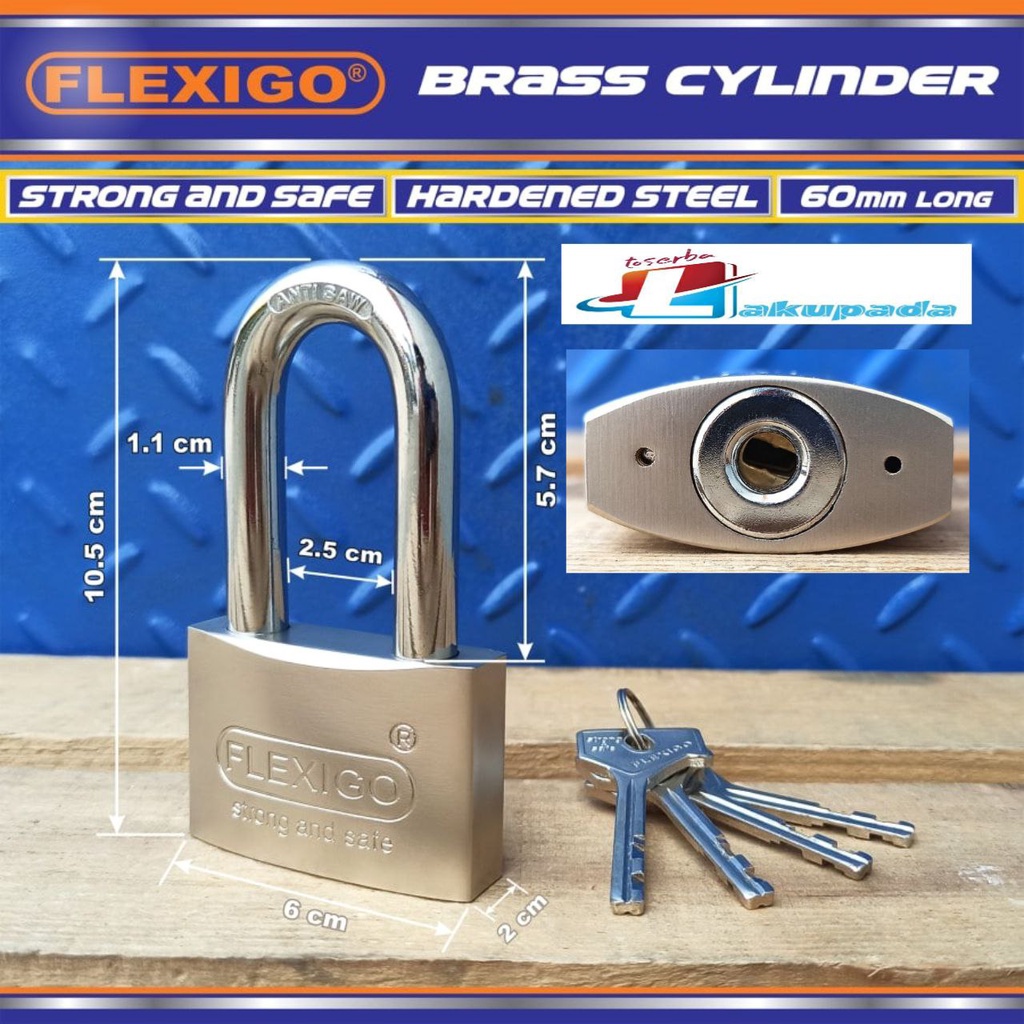 Gembok FLEXIGO Original Division Of Sherlock Padlock Long Panjang 60mm