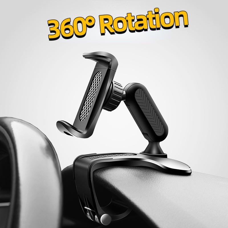 Bracket Klip Stand Mount Dasbor Mobil Rotasi 360 ° Holder Handphone / Navigasi GPS