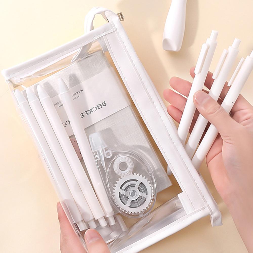 Timekey Tempat Pensil / Kosmetik / Makeup Bahan PVC Transparan Anti Air Kapasitas Besar N3O4