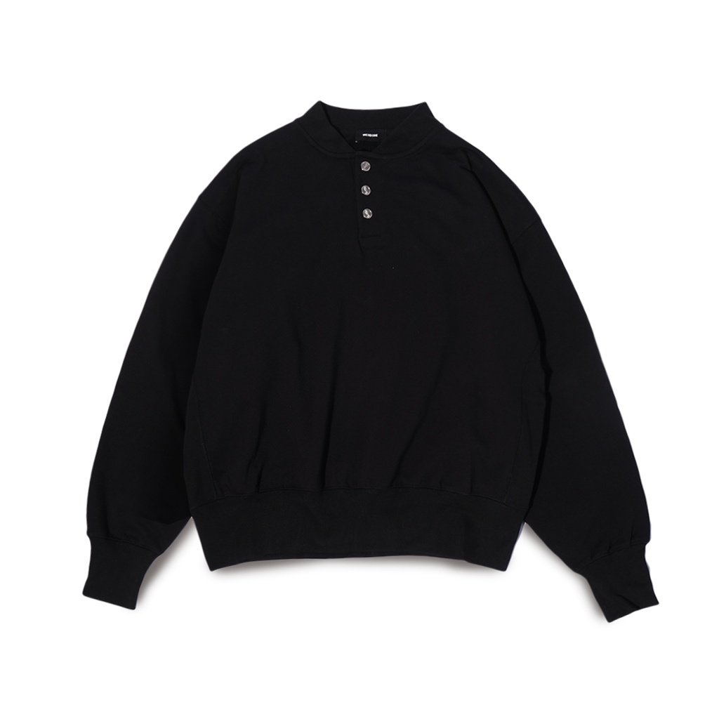 We11done Black Logo Embroidered Henley Sweater Black