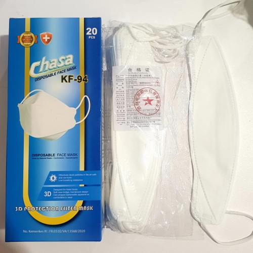 Masker Chasa 3D EVO KF94 1box isi 20pcs Warna Putih Model Korea Ori