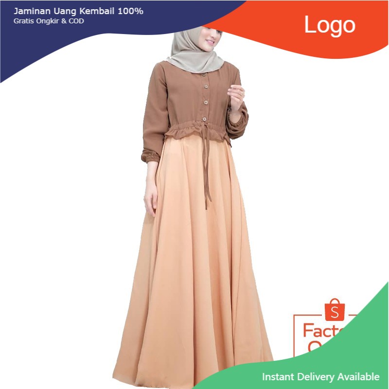 [ COD ] Garansi Termurah Anjani Dress Baju Gamis Maxy Outfit Muslim